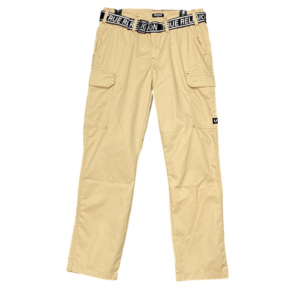 True Religion Men's Size 30X32 Travertine Belted Logo Cargo Pants 700379 NWT‎ - Picture 2 of 8